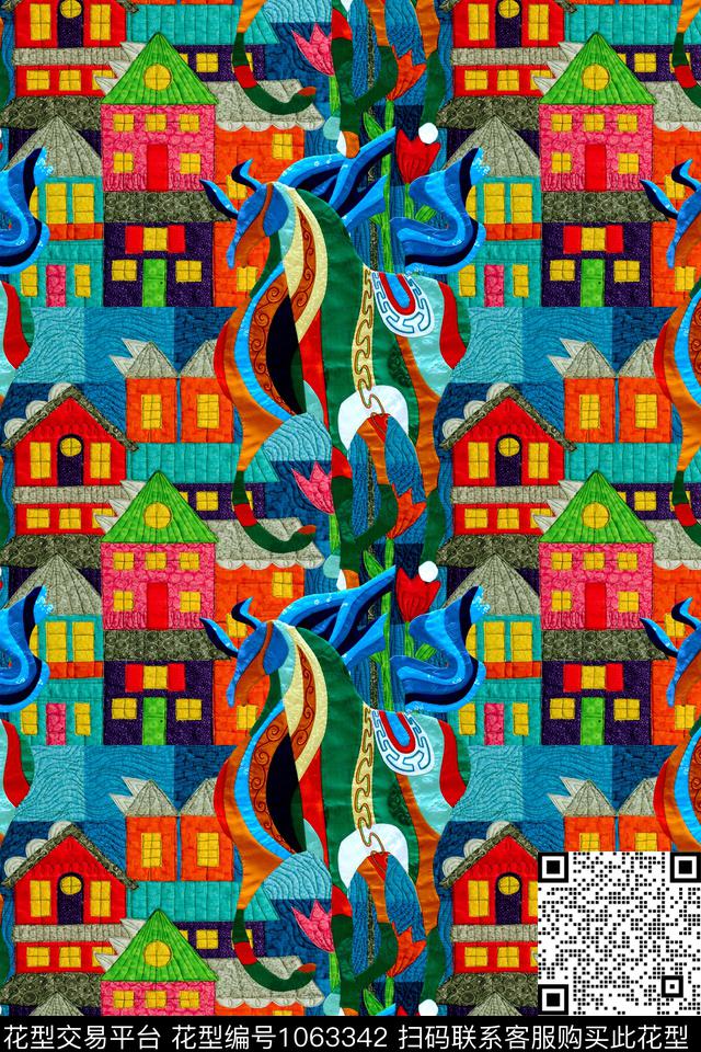 马休闲几何数码印花华亿平台下载（图片编号: 1063342） - 瓦栏（Walan）