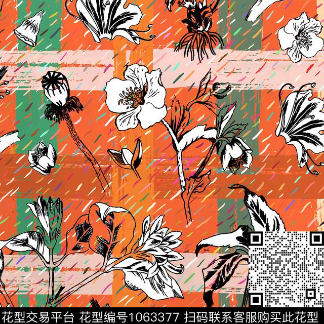 花卉女装几何花卉数码印花华亿平台下载（图片编号: 1063377） - 瓦栏（Walan）