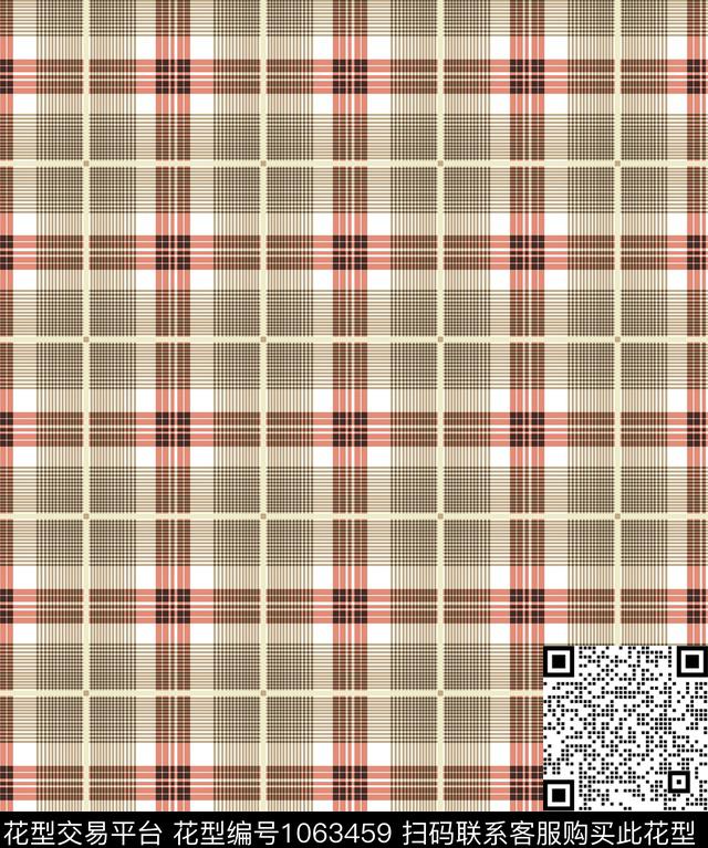 大方格子简约B版数码印花华亿平台下载（图片编号: 1063459） - 瓦栏（Walan）