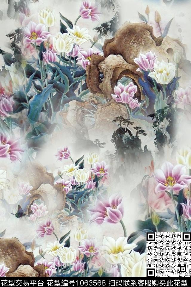 数码华亿平台花卉中国风数码印花华亿平台下载（图片编号: 1063568） - 瓦栏（Walan）
