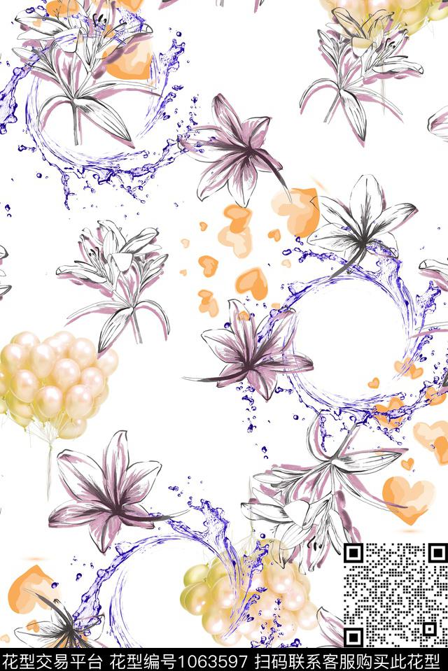 气球趣味花卉数码印花华亿平台下载（图片编号: 1063597） - 瓦栏（Walan）