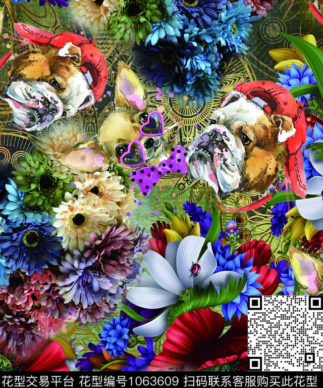 大花水彩花卉手绘花卉数码印花华亿平台下载（图片编号: 1063609） - 瓦栏（Walan）