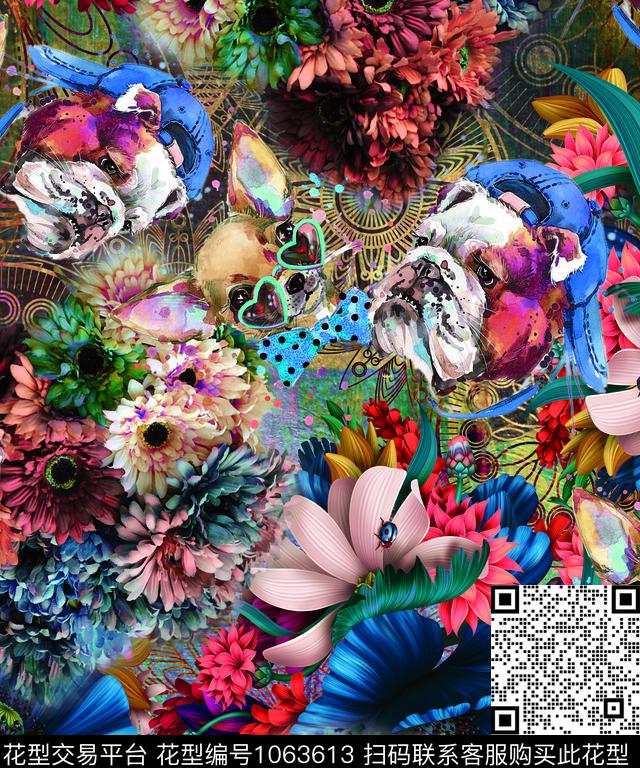 大花水彩花卉手绘花卉数码印花华亿平台下载（图片编号: 1063613） - 瓦栏（Walan）