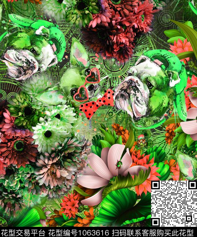 大花水彩花卉手绘花卉数码印花华亿平台下载（图片编号: 1063616） - 瓦栏（Walan）