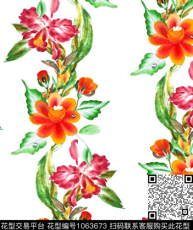 数码华亿平台花卉手绘花卉数码印花华亿平台下载（图片编号: 1063673） - 瓦栏（Walan）