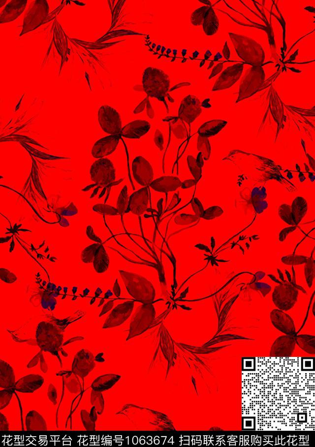 数码华亿平台花卉手绘花卉数码印花华亿平台下载（图片编号: 1063674） - 瓦栏（Walan）