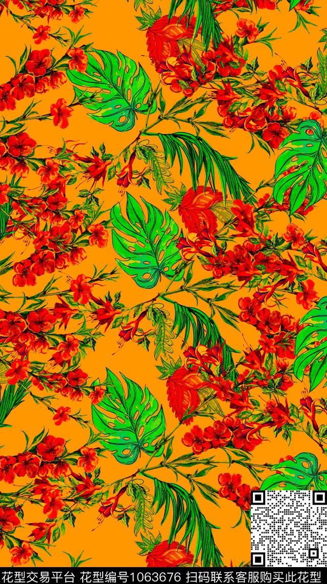 数码华亿平台花卉手绘花卉数码印花华亿平台下载（图片编号: 1063676） - 瓦栏（Walan）