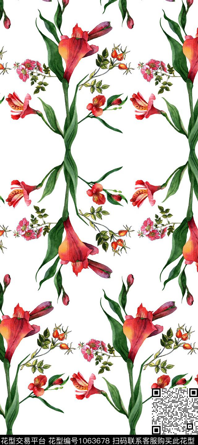 数码华亿平台花卉手绘花卉数码印花华亿平台下载（图片编号: 1063678） - 瓦栏（Walan）