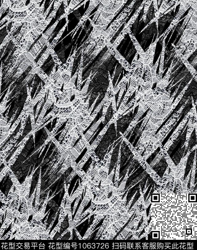 抽象花卉网布蕾丝数码印花华亿平台下载（图片编号: 1063726） - 瓦栏（Walan）