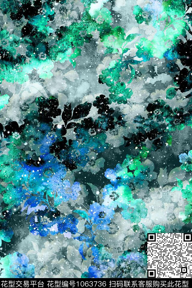 朦胧花卉手绘花卉梦幻底纹数码印花华亿平台下载（图片编号: 1063736） - 瓦栏（Walan）