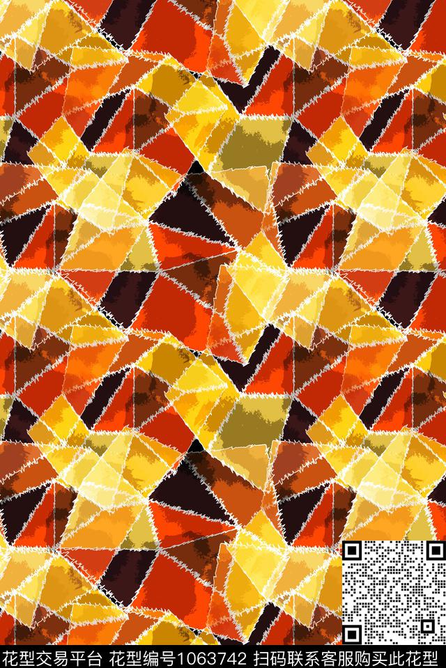 民族风抽象几何数码印花华亿平台下载（图片编号: 1063742） - 瓦栏（Walan）
