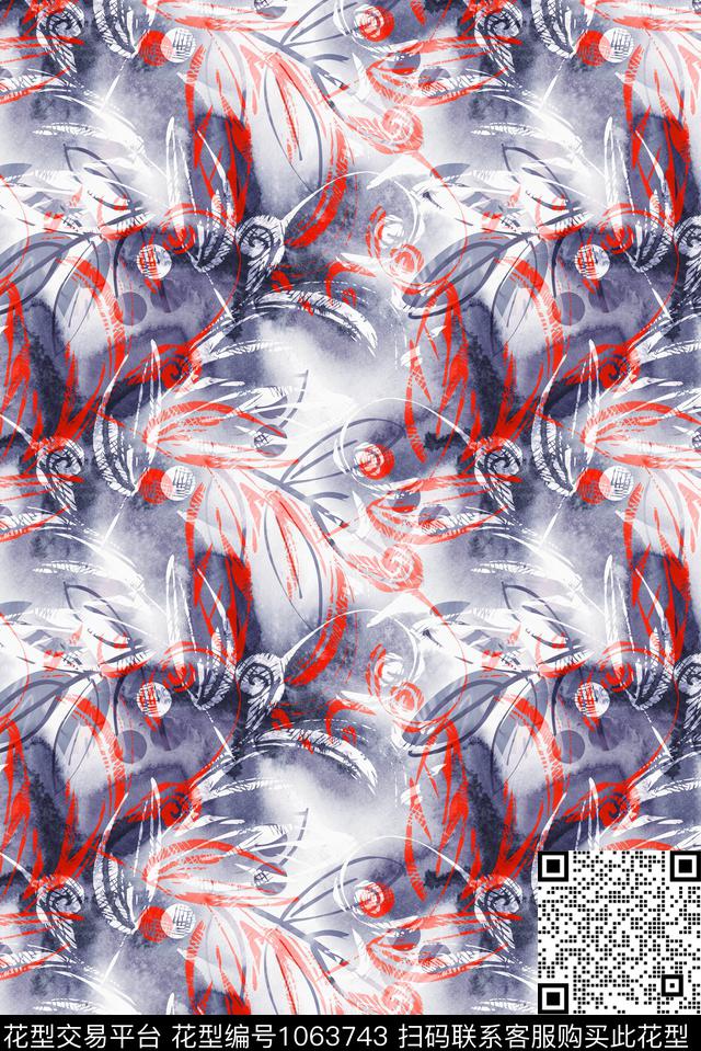 民族风抽象花卉数码印花华亿平台下载（图片编号: 1063743） - 瓦栏（Walan）