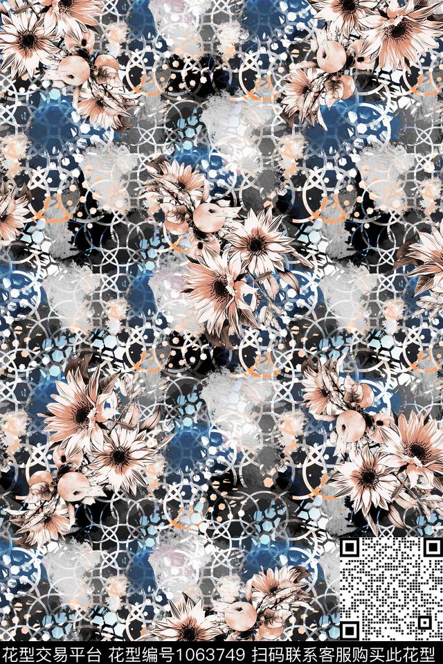 条纹民族风抽象数码印花华亿平台下载（图片编号: 1063749） - 瓦栏（Walan）