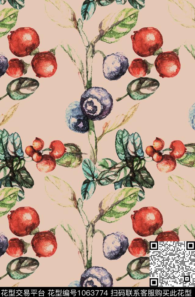 大花花卉复古数码印花华亿平台下载（图片编号: 1063774） - 瓦栏（Walan）