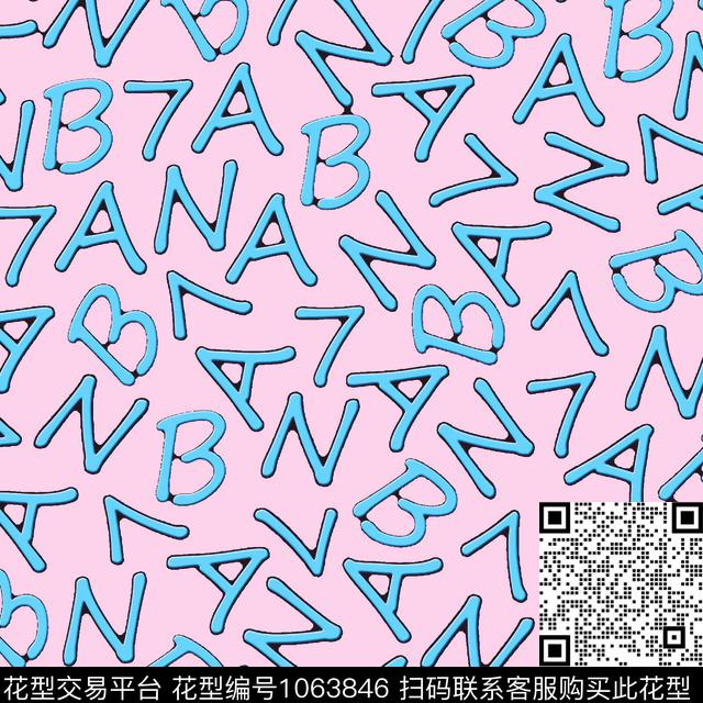 可爱字母数码华亿平台数码印花华亿平台下载（图片编号: 1063846） - 瓦栏（Walan）