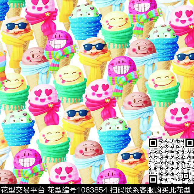 可爱冰激凌数码华亿平台数码印花华亿平台下载（图片编号: 1063854） - 瓦栏（Walan）