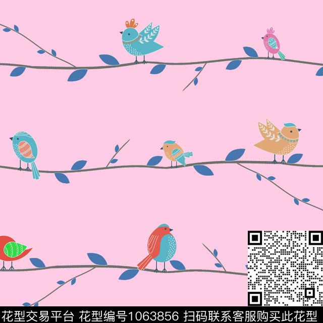 可爱数码华亿平台卡通小鸟数码印花华亿平台下载（图片编号: 1063856） - 瓦栏（Walan）