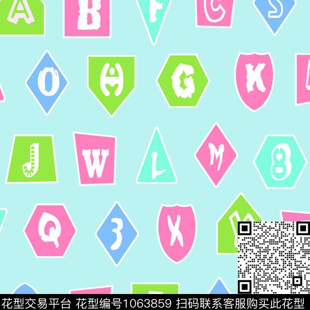 可爱字母有趣数码印花华亿平台下载（图片编号: 1063859） - 瓦栏（Walan）