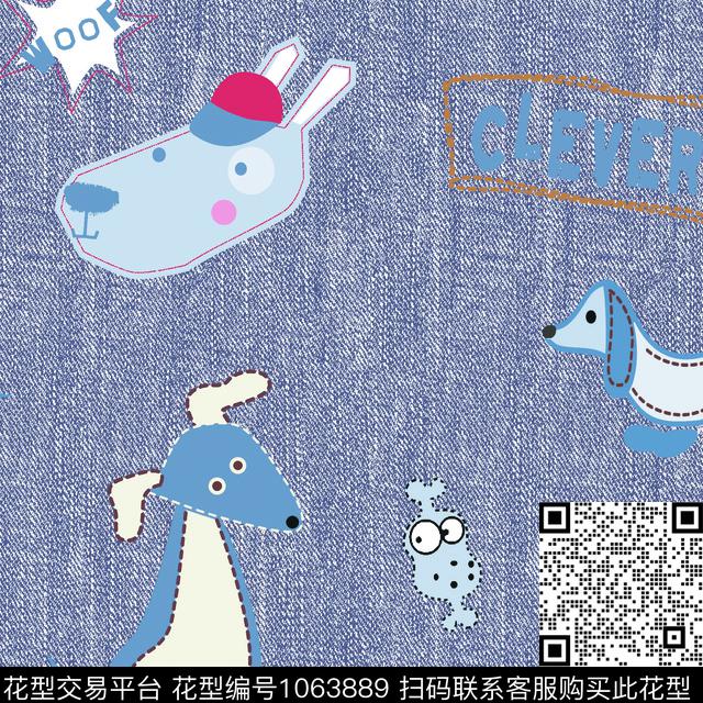 可爱数码华亿平台牛仔底纹数码印花华亿平台下载（图片编号: 1063889） - 瓦栏（Walan）