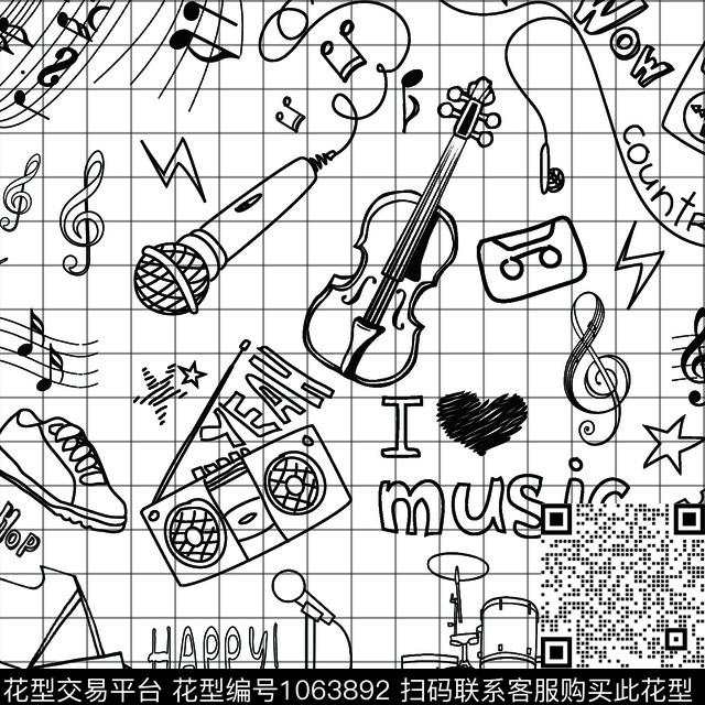 格子黑色线条物品数码印花华亿平台下载（图片编号: 1063892） - 瓦栏（Walan）