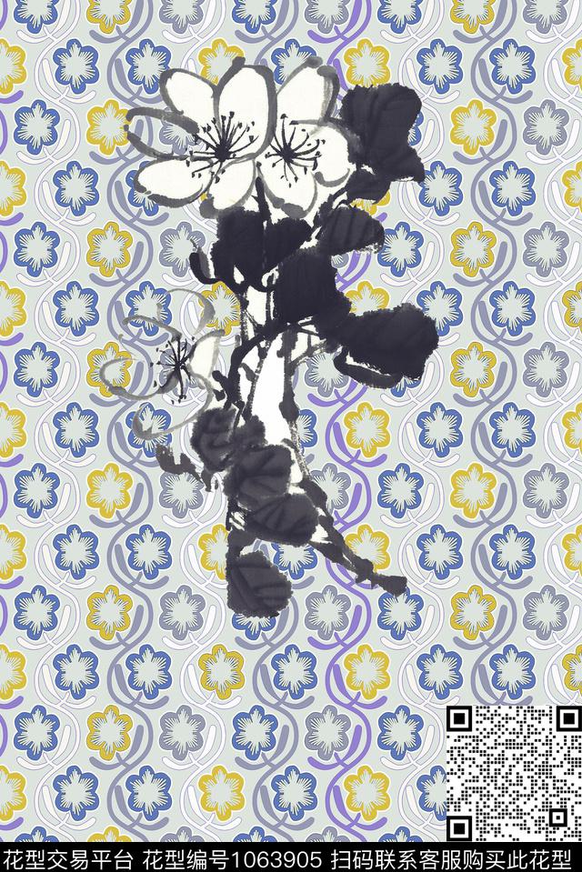 抽象男装水墨风数码印花华亿平台下载（图片编号: 1063905） - 瓦栏（Walan）