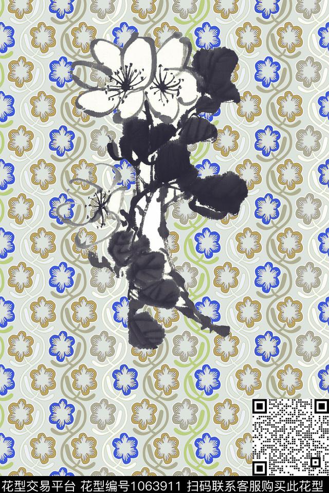 抽象男装水墨风数码印花华亿平台下载（图片编号: 1063911） - 瓦栏（Walan）