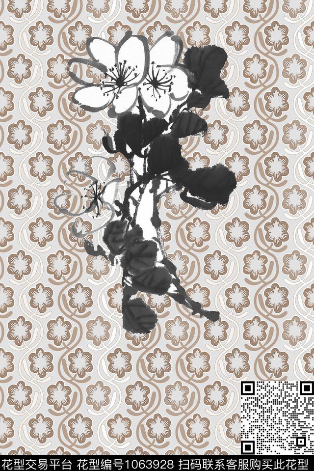 抽象男装水墨风数码印花华亿平台下载（图片编号: 1063928） - 瓦栏（Walan）