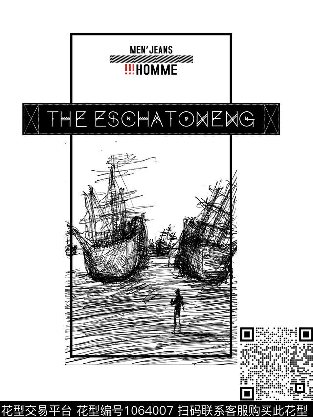 抽象男装几何数码印花华亿平台下载（图片编号: 1064007） - 瓦栏（Walan）