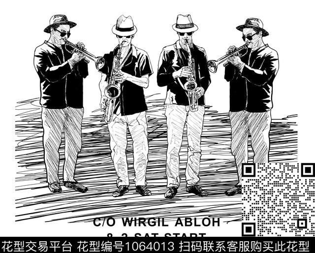 人物抽象潮牌数码印花华亿平台下载（图片编号: 1064013） - 瓦栏（Walan）