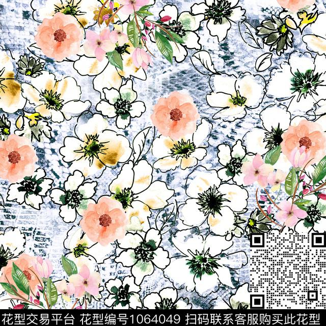 朦胧花卉抽象斑纹数码印花华亿平台下载（图片编号: 1064049） - 瓦栏（Walan）