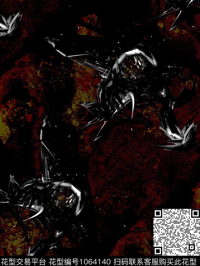 抽象男装复古数码印花华亿平台下载（图片编号: 1064140） - 瓦栏（Walan）