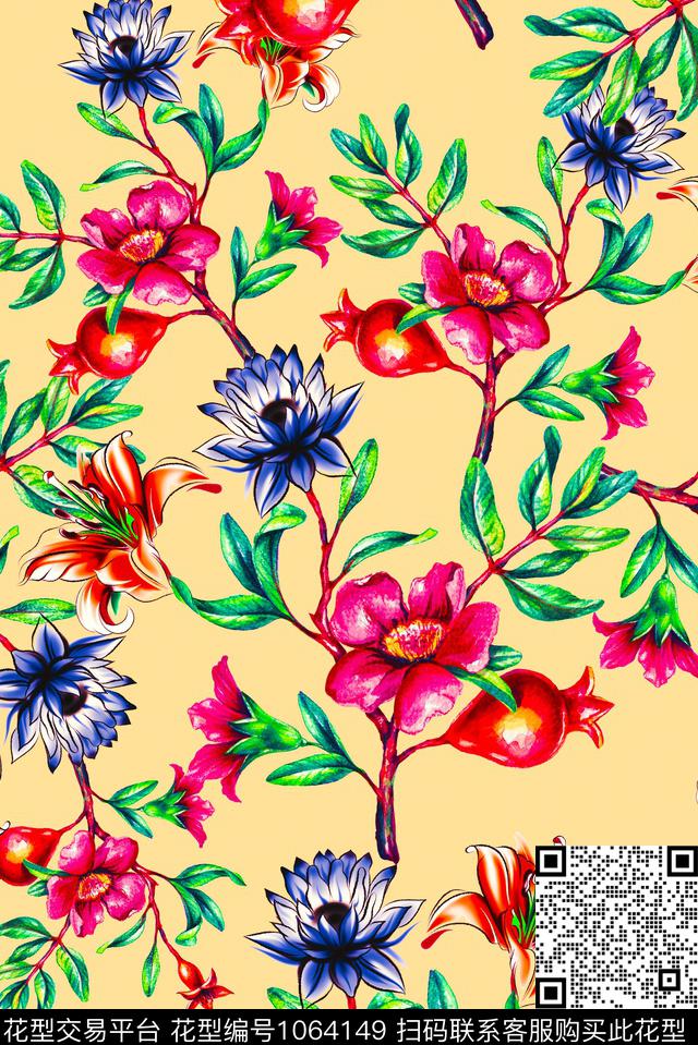 大花数码华亿平台花卉数码印花华亿平台下载（图片编号: 1064149） - 瓦栏（Walan）