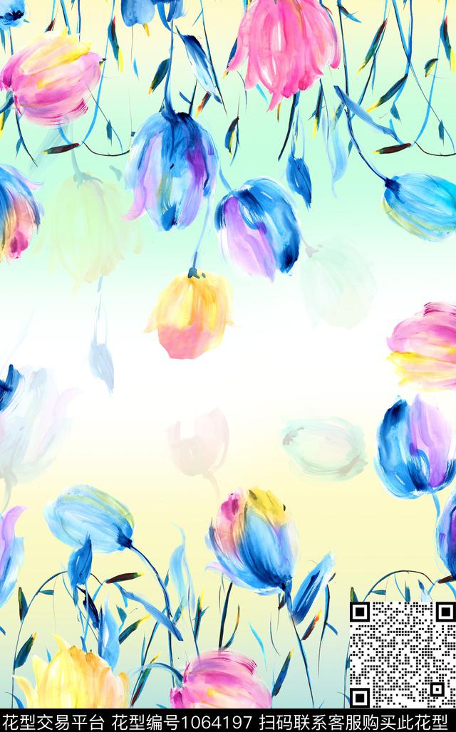肌理花卉长巾数码印花华亿平台下载（图片编号: 1064197） - 瓦栏（Walan）
