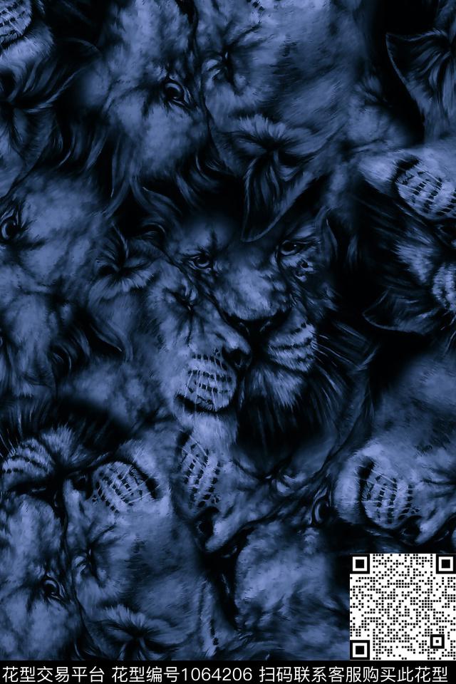 抽象男装复古数码印花华亿平台下载（图片编号: 1064206） - 瓦栏（Walan）