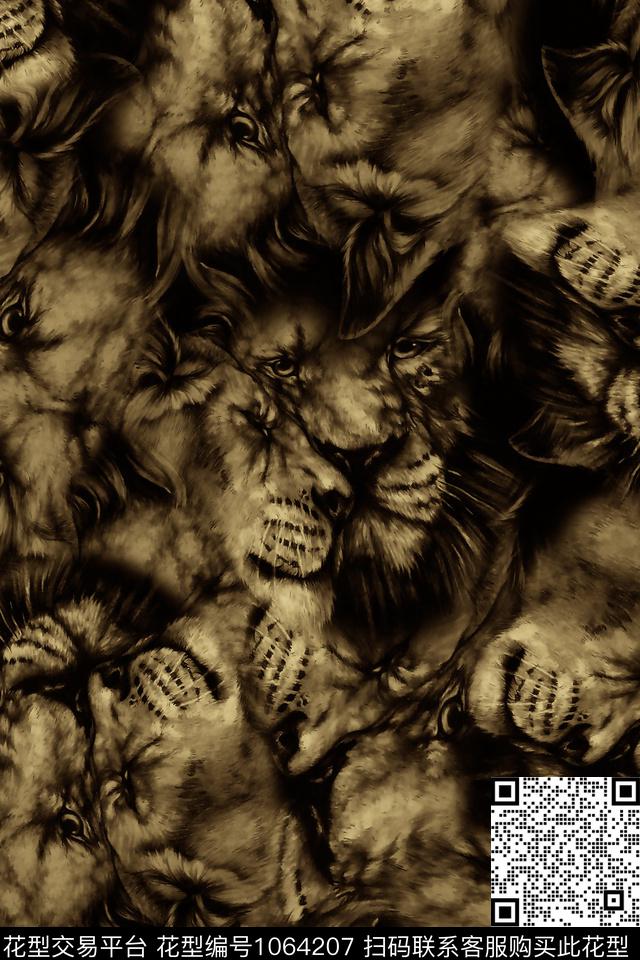 抽象男装复古数码印花华亿平台下载（图片编号: 1064207） - 瓦栏（Walan）