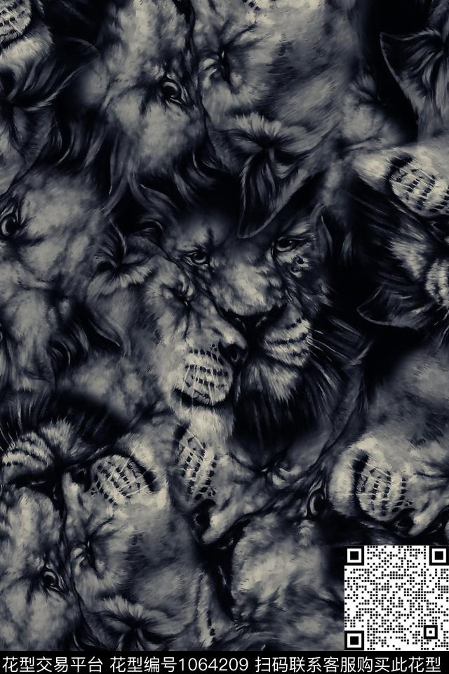 抽象男装复古数码印花华亿平台下载（图片编号: 1064209） - 瓦栏（Walan）