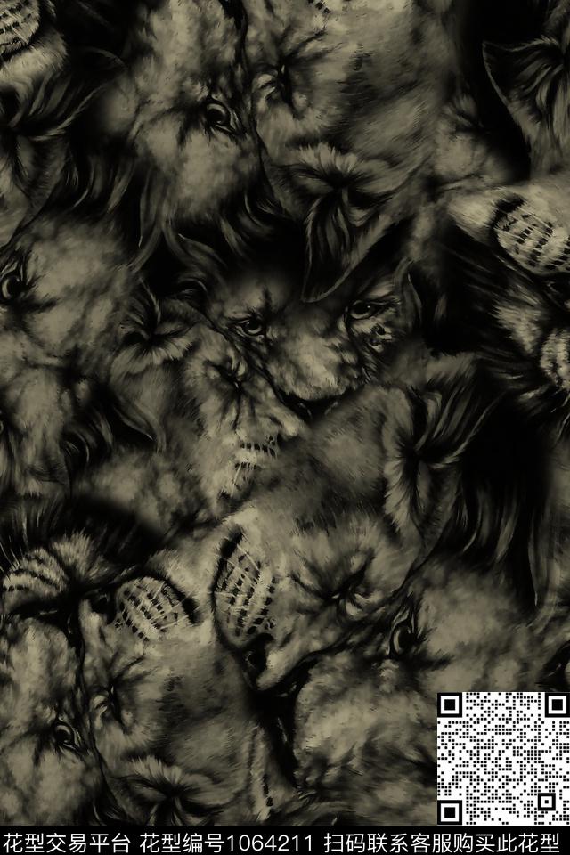 抽象男装复古数码印花华亿平台下载（图片编号: 1064211） - 瓦栏（Walan）