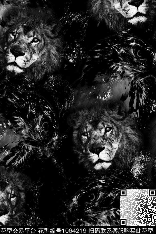 抽象男装复古数码印花华亿平台下载（图片编号: 1064219） - 瓦栏（Walan）