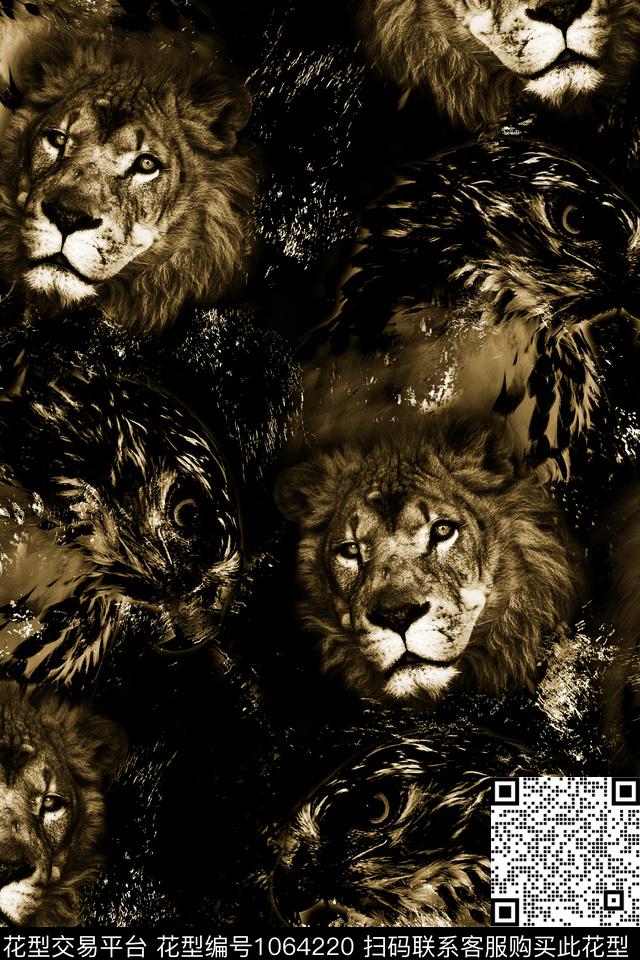 抽象男装复古数码印花华亿平台下载（图片编号: 1064220） - 瓦栏（Walan）