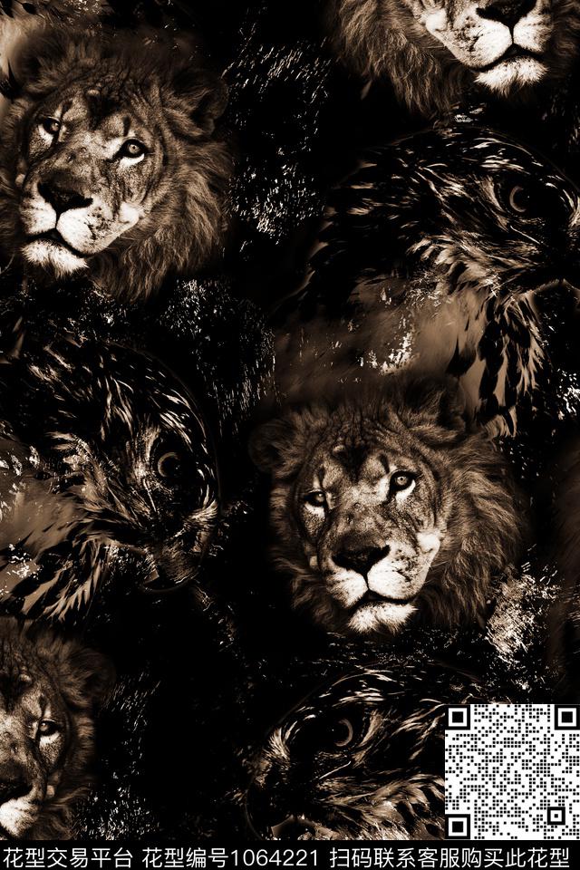 抽象男装复古数码印花华亿平台下载（图片编号: 1064221） - 瓦栏（Walan）