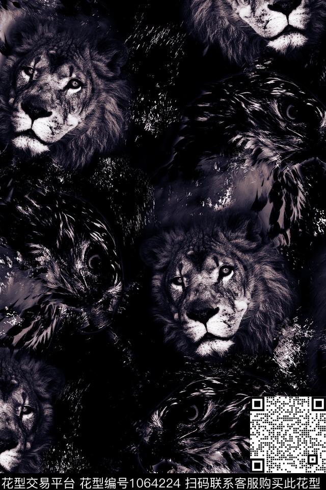 抽象男装复古数码印花华亿平台下载（图片编号: 1064224） - 瓦栏（Walan）