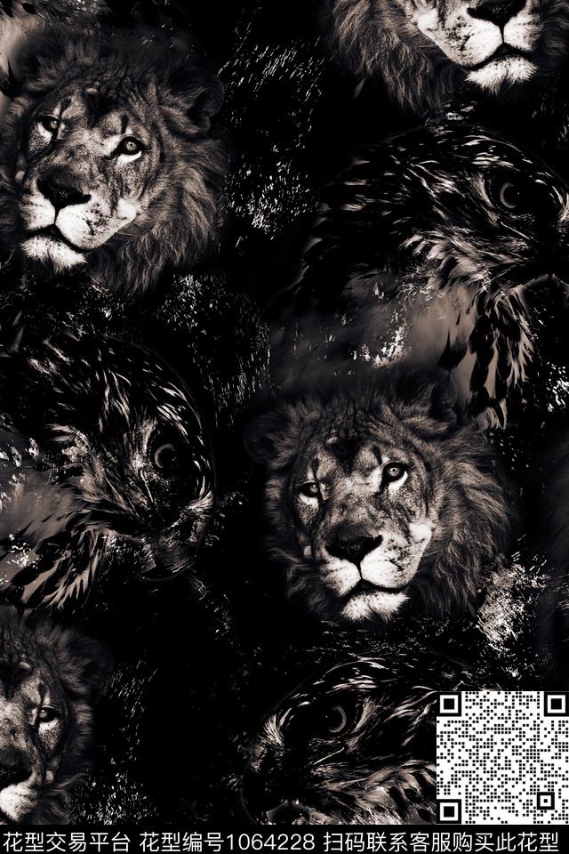 抽象男装复古数码印花华亿平台下载（图片编号: 1064228） - 瓦栏（Walan）