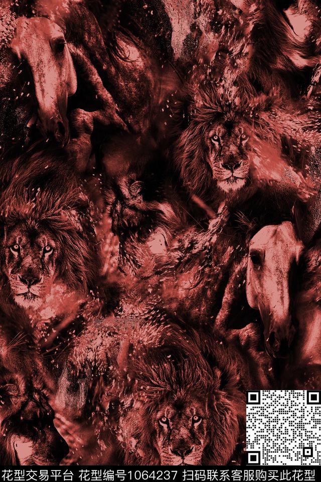 抽象男装复古数码印花华亿平台下载（图片编号: 1064237） - 瓦栏（Walan）