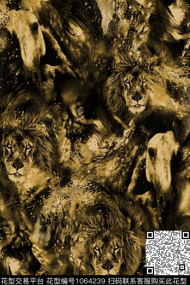 抽象男装复古数码印花华亿平台下载（图片编号: 1064239） - 瓦栏（Walan）