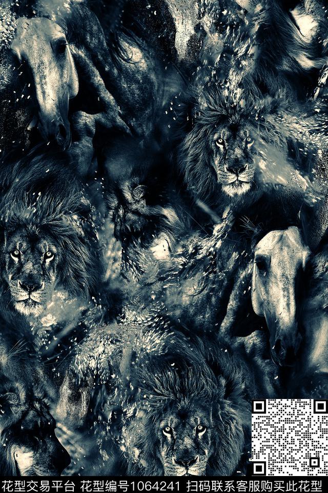 抽象男装复古数码印花华亿平台下载（图片编号: 1064241） - 瓦栏（Walan）