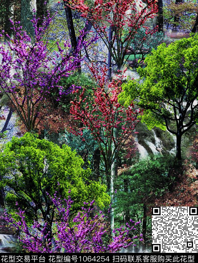 数码华亿平台树林绿植树叶数码印花华亿平台下载（图片编号: 1064254） - 瓦栏（Walan）