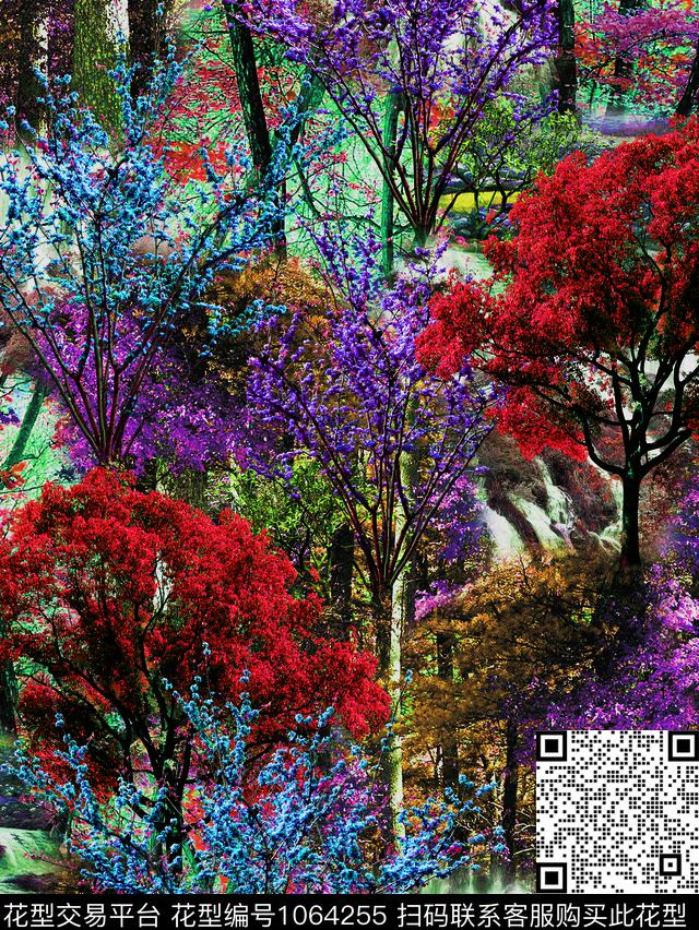 数码华亿平台树林绿植树叶数码印花华亿平台下载（图片编号: 1064255） - 瓦栏（Walan）
