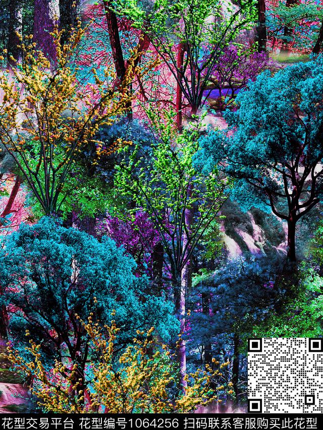 数码华亿平台树林绿植树叶数码印花华亿平台下载（图片编号: 1064256） - 瓦栏（Walan）