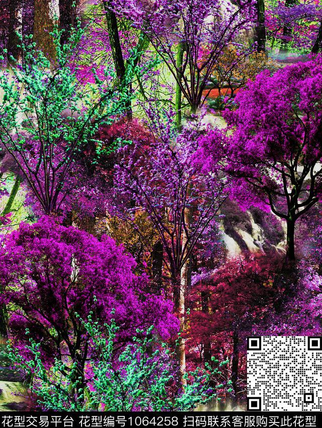数码华亿平台树林绿植树叶数码印花华亿平台下载（图片编号: 1064258） - 瓦栏（Walan）