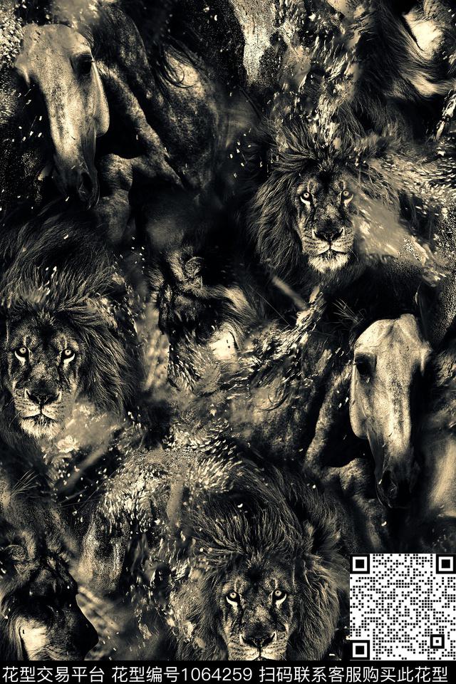 抽象男装复古数码印花华亿平台下载（图片编号: 1064259） - 瓦栏（Walan）